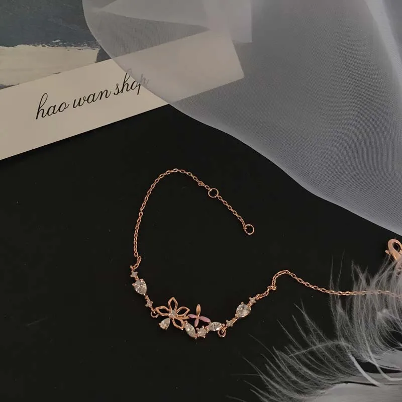 Flower Fairy Series Mori Fresh Butterfly Bracelet Female Japanese and Korean Fine Minute Zircon Handwear | Украшения и аксессуары