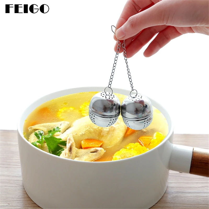 

FEIGO 2PC Mini Fine Strainers Stainless Steel Sphere Lock Spice Tea Ball Mesh Sieve Infuser Filter Tea-Pass Infusion Under F431