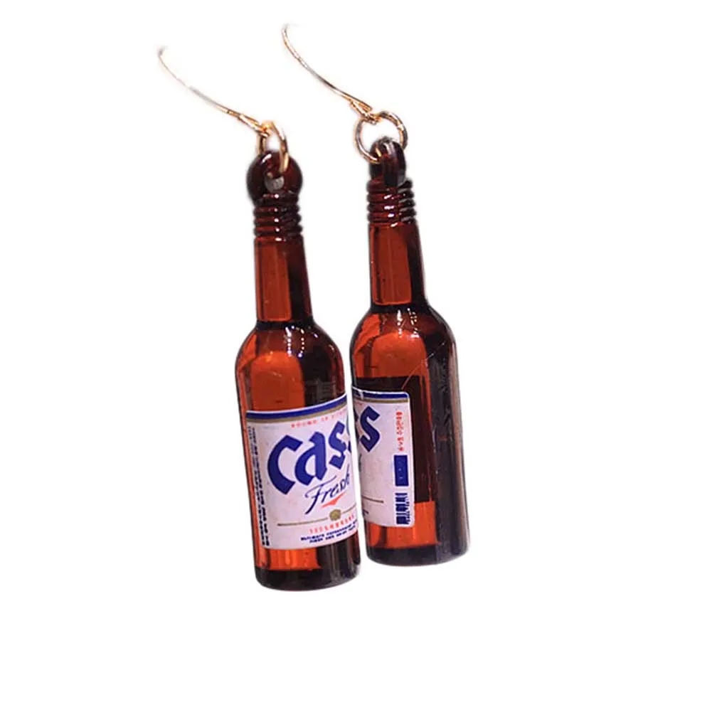 Серьги-капельки в форме бутылки пива летнем стиле акриловые серьги Харадзюку