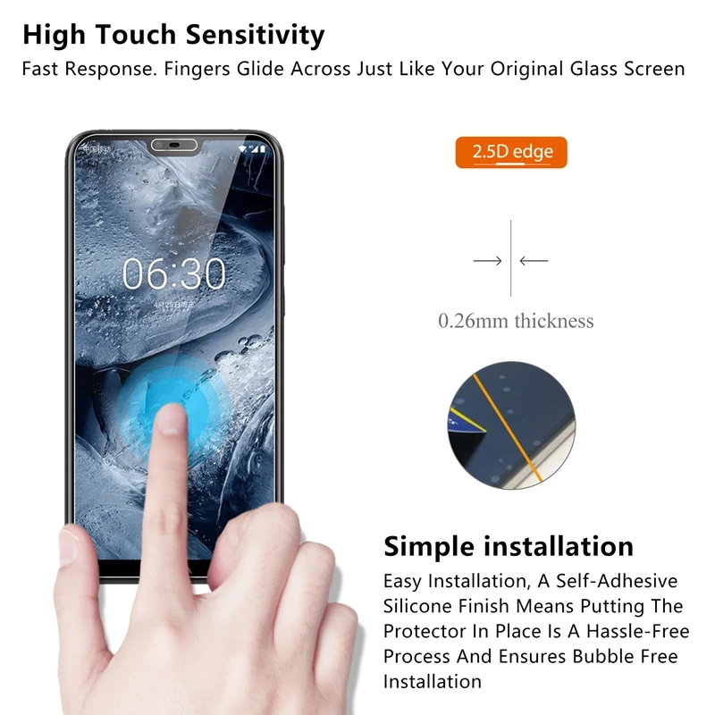 2.5D 0 26 мм 9H Премиум Закаленное стекло для Nokia X6 5 8 дюйма Защитная пленка | Мобильные