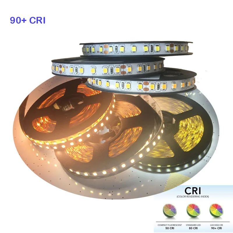 2018 yeni yüksek CRI + 90 5m 600 LED 2835 LED şerit ışık, DC 12V esnek işık 120 led/m LED şerit beyaz/sıcak beyaz