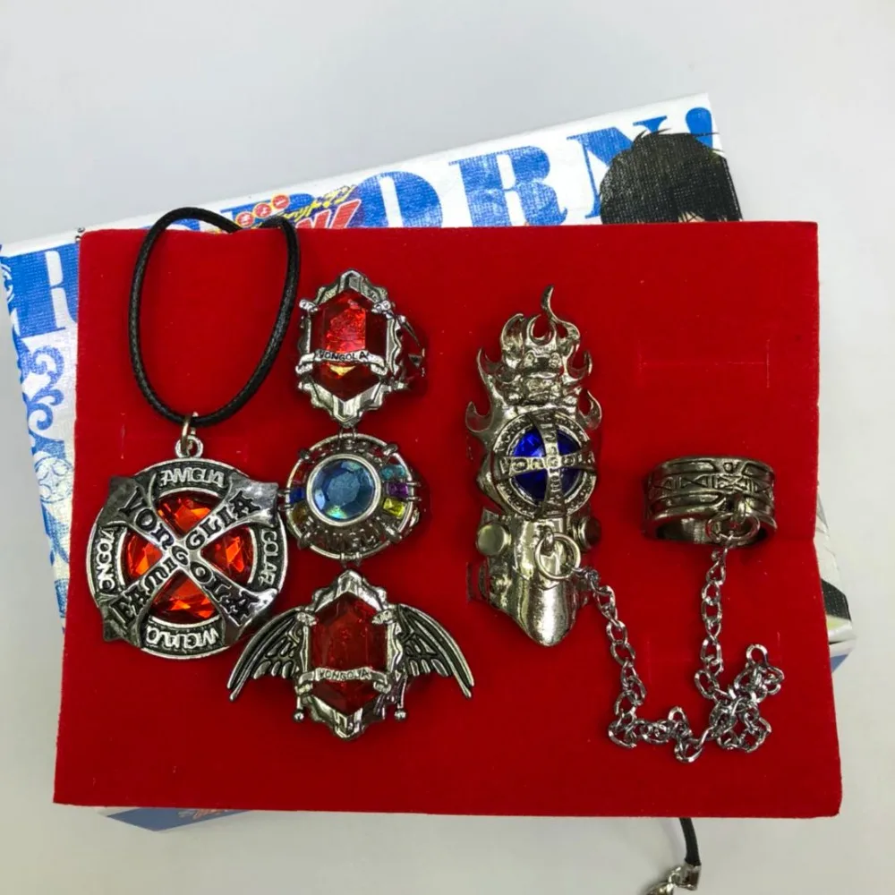 5 шт./компл. мультяшное вращающееся металлическое кольцо на палец Katekyo Hitman Reborn