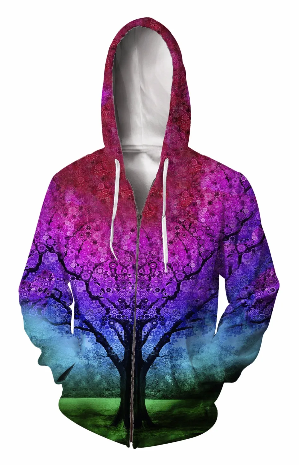 Свитшот на молнии с капюшоном 3d принт Мягкая одежда деревьями мужские и женские