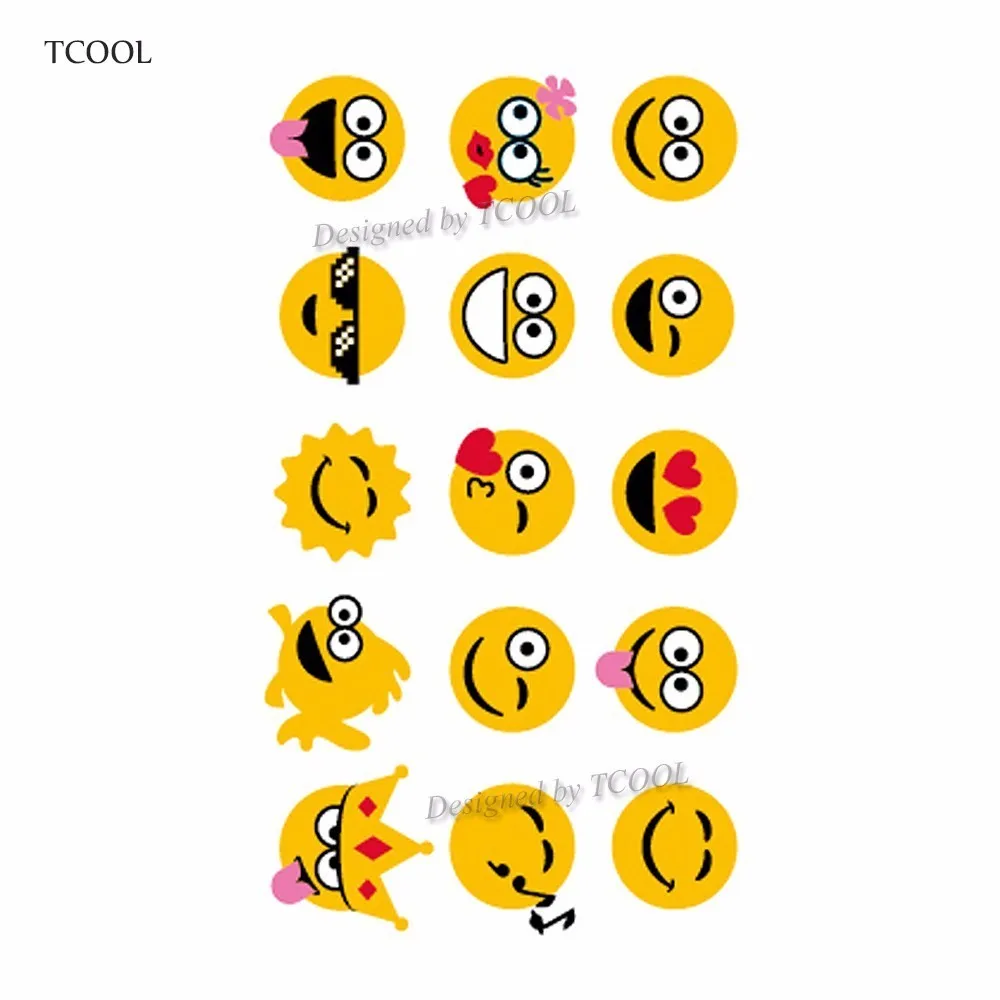 B 030 Wyuen мультфильм emoji детей Временные татуировки Стикеры Водонепроницаемый Мода поддельные Для тела Книги по искусству татуировки 9.8x6 см дети Уход за кожей лица татуировки B-030 - Цвет: B 030