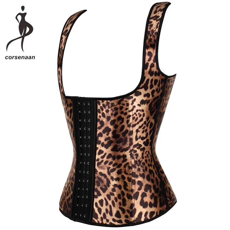 Личности ремни с леопардовым принтом фирмы Body Shaper Сталь костей Талия Обучение корсет латекса утягивающий жилет плюс Размеры 886