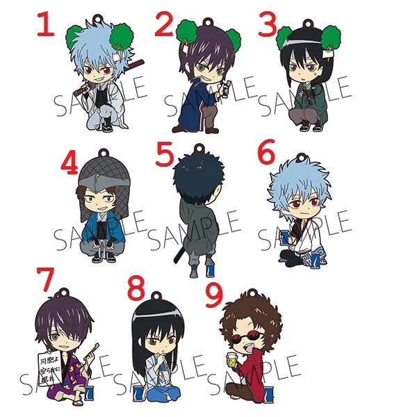 Женский брелок, Sakata Gintoki Toushirou Kagura Shimura Shinpachi Okita Sougo, резиновый ремешок/аниме гинтама charm D159