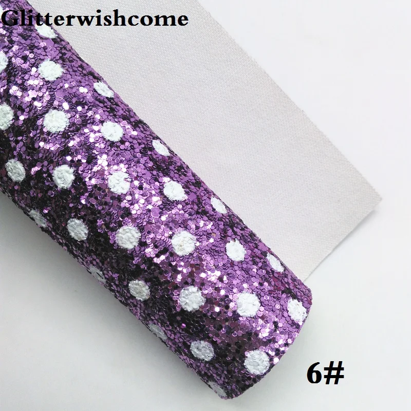 Glitterwishcome 21X29 см A4 размер винил для бантов Печатный горошек массивный блеск кожа ткань винил для бантов, GM192A