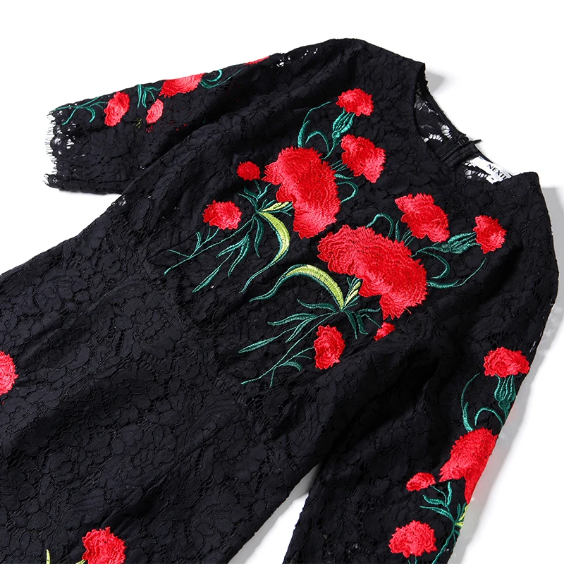 NEXIIA новый 2016 летом сексуальные кружева цветы вышивки вернуться из женская платья