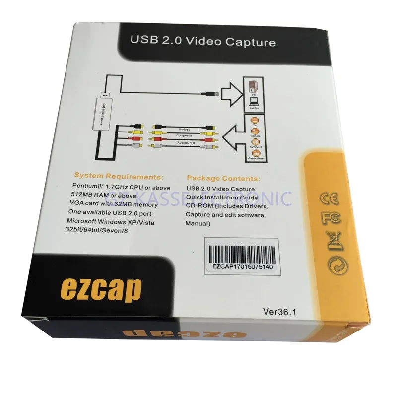 2017 EZCAP vhs в цифровой преобразователь для windows10 с ключом моментального снимка
