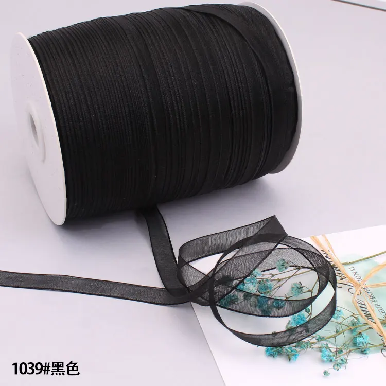 10 мм ленты из органзы(10 м/лот) DIY повязка на голову заколки бант Материал Рождество Хэллоуин упаковка для свадебного подарка ленты - Цвет: Черный