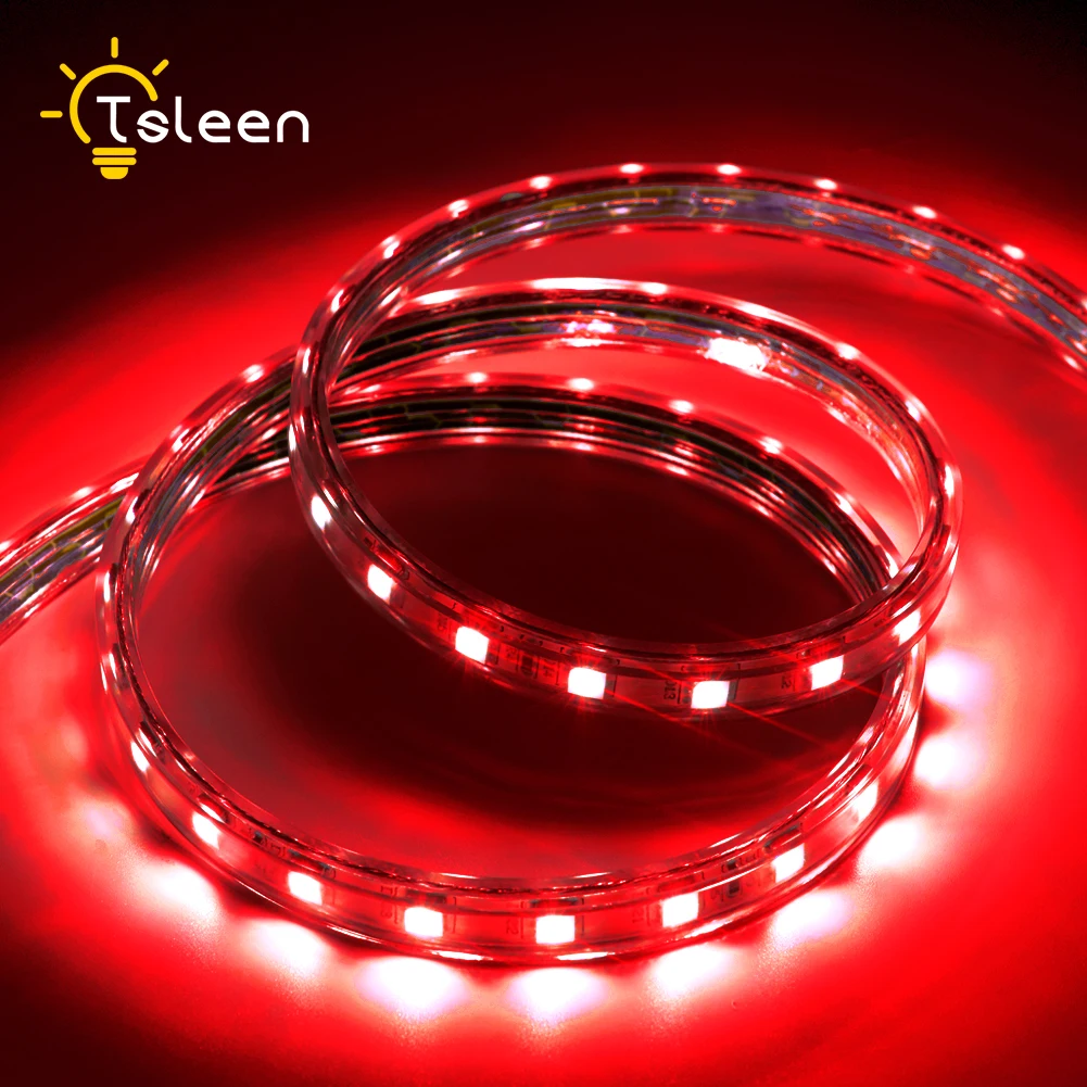 Red 2M Дешевые 2 м SMD светодиодные полосы 5050 Водонепроницаемый AC 220 V 230 V 240 V cutable светодиодный гибкий фонарь лента Диодная лента ЕС Великобритания вилка лента Рождество - Испускаемый цвет: Red 2M