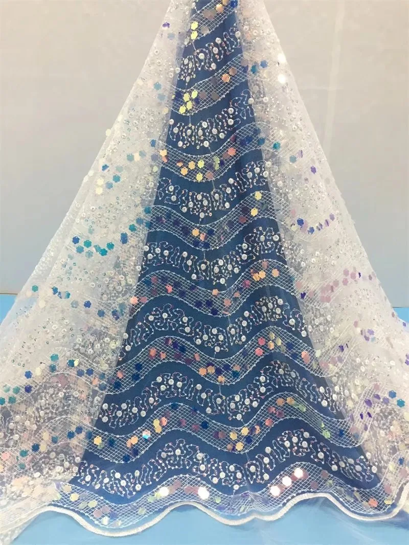 

Cassiel Latest French Nigerian Laces Fabrics High Quality Sequins African Laces Fabric For Wedding African French Tulle Lace