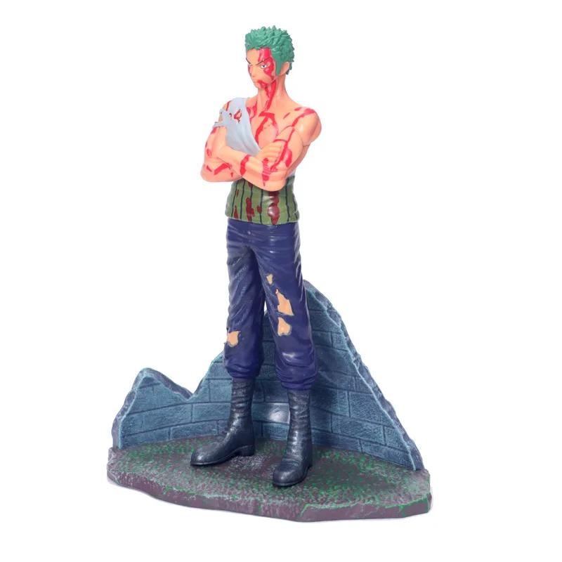 Аниме One Piece Roronoa Зоро с повреждением битвы крови Ver GK ПВХ Фигурка Статуя