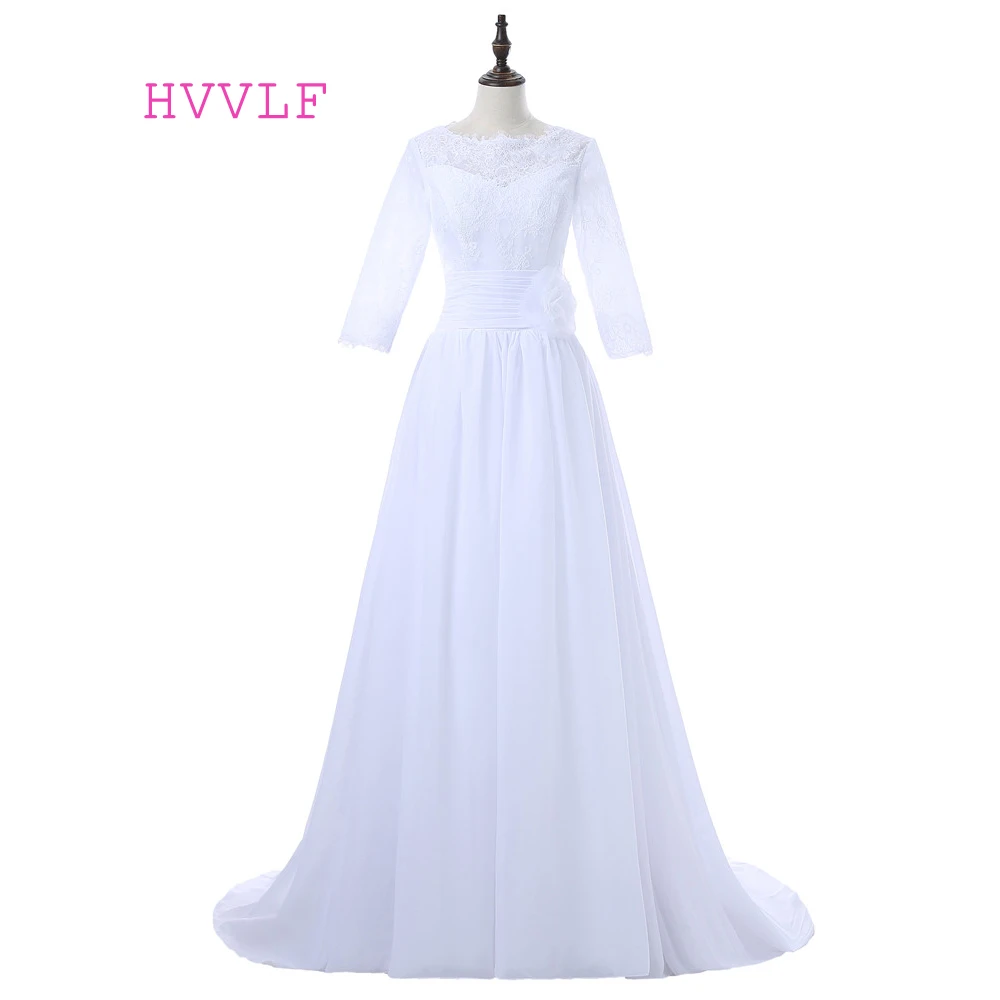 

Дешевые Vestido De Noiva, свадебные платья в форме трапеции 3/4 рукава шифон кружево летние пляжные туфли с цветочным мотивом свадебное платье в богемном стиле Свадебные платья