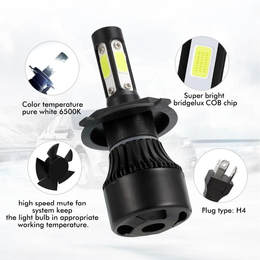 Oslamp H4 Hi lo автомобильная светодиодная лампа для фары 4 стороны 100 Вт 10000lm Авто