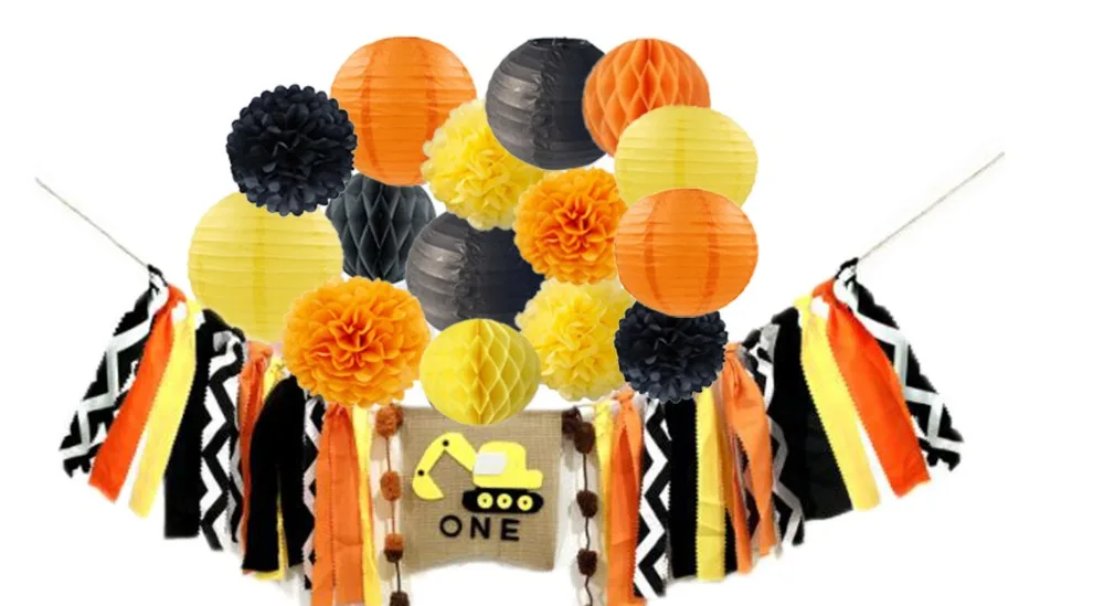 Строительные тематические украшения на 1 й день рождения для мальчиков 16 шт.