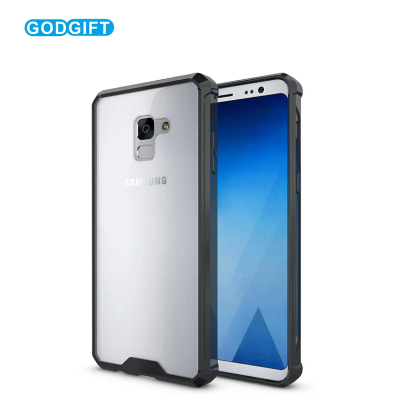 Coque для samsung Galaxy A8 плюс 2018 чехол жесткий Пластик акрил прозрачный телефона