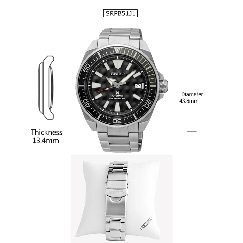 SRPB51J1 Спортивные мужские часы SEIKO ProPex серии из нержавеющей стали 200 м водонепроницаемые светящиеся стрелки/главы глобальная гарантия SRPB49J1 SRPB51J - Цвет: SRPB51J1