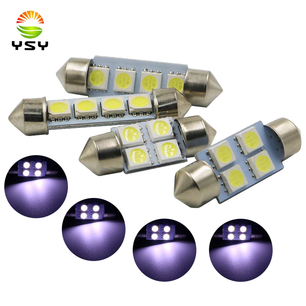 YSY 100 шт. белый 31 36 39 41 мм 5050 SMD 4 светодиодные лампы DC12V Авто C5W Интерьер Купол для