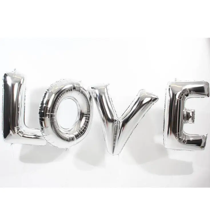 40 дюймовый светодиод с надписью Big Love серебро/с золотыми буквами воздушный шарик