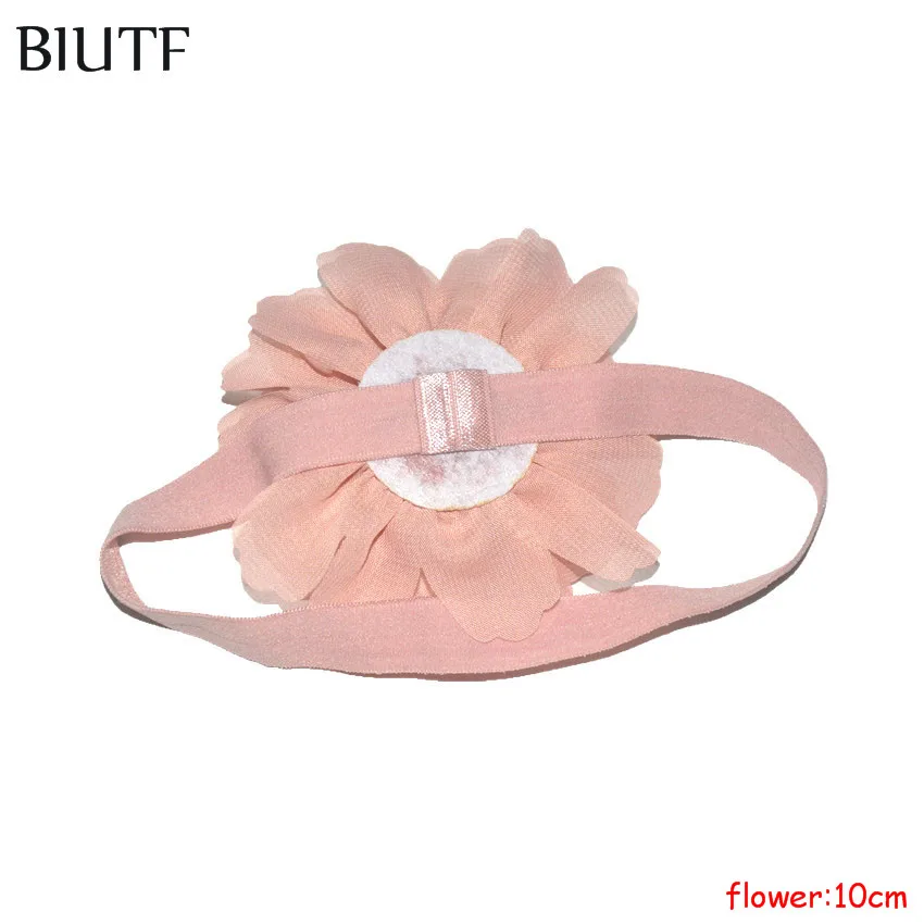 16 шт./лот 10 см шифоновая повязка на голову с цветами детские головные уборы для