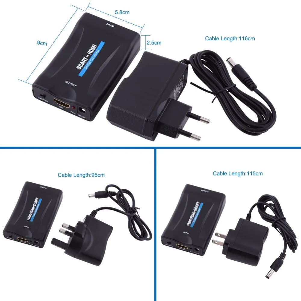 1080 P из scart в HDMI конвертер видео аудио высококлассные сигнальные адаптеры-конвертеры с зарядным адаптером кабель для Sky Box DVD STB Hot