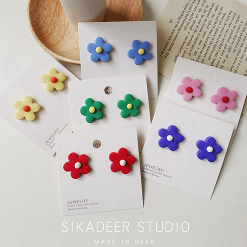 Cute Sun Flower Earring For Women Soft Pottery Diy Colored Simple Earrings Handmade Charms Fashion Jewelry Bijoux | Украшения и