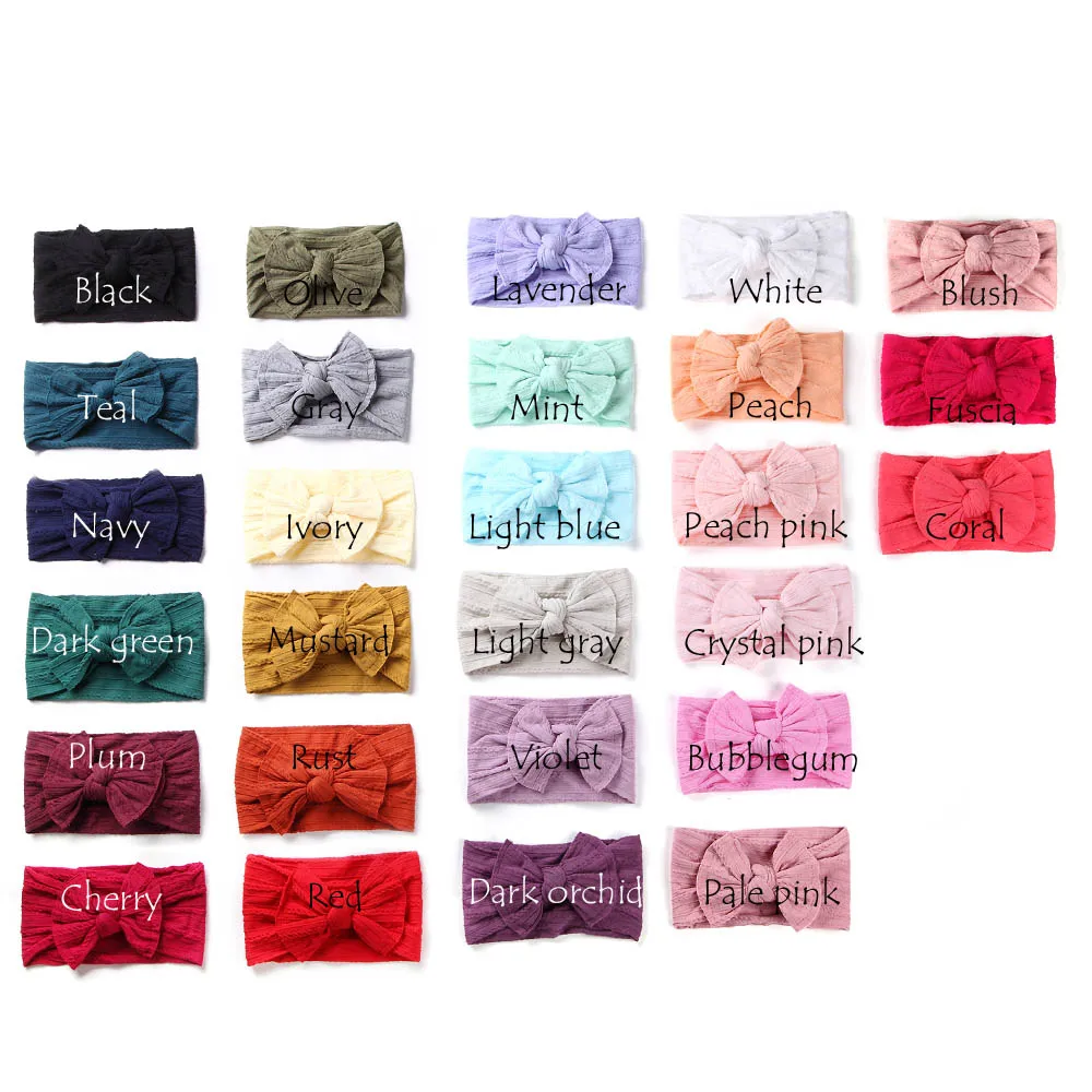 You choose colors 100 шт/партия, широкий нейлон обруч с бантом, универсальный размер узел лук нейлоновые оголовья 27 цветов - Цвет: You choose colors