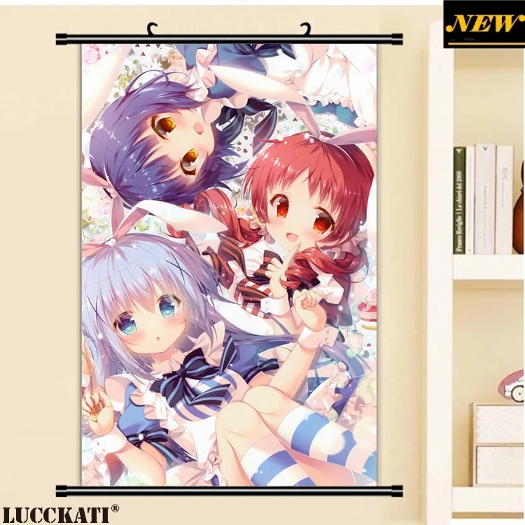 I 40X60 см, Gochiusa Gochuumon wa Usagi Desu ka Rabbit, сексуальная лоли, мультфильм, аниме картинка, настенная прокрутка, холст, живопись, плакат - Цвет: I