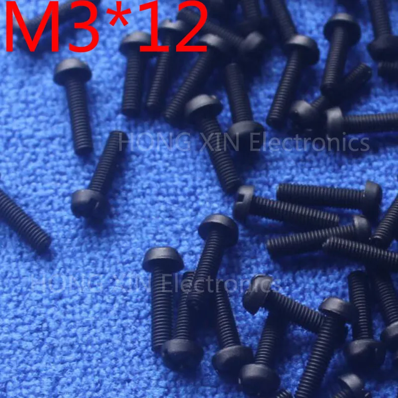 M3 * 12 мм 1 шт. черный круглый нейлоновый винт пластиковые винты для изоляции
