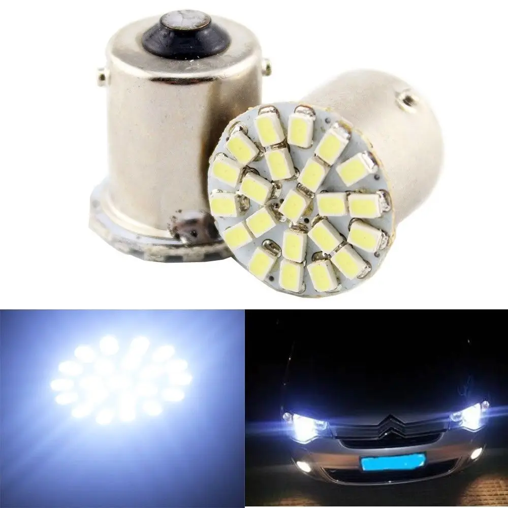 

10 Pcs Lampada De Re Luz Placa 22 Leds 1156 P21w 67 Branca 1 Polo