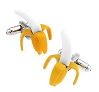 fruit series high grade cute smashed yellow banana cufflinks for lovers work friend husband and wife cuff link gift jewelry