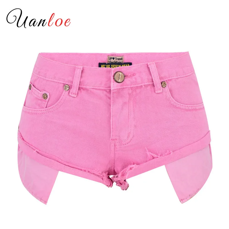 Low Waist Macaron Pink Jeans Shorts Women High Street Pantaloncini Donna Mujer 2019 Summer Denim | Женская одежда