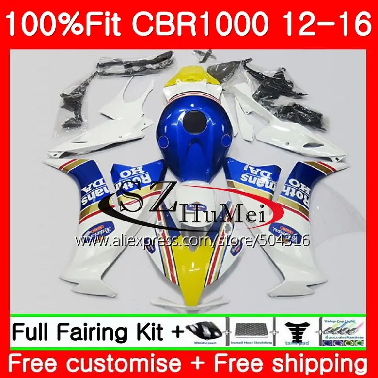 

Впрыска для HONDA CBR1000RR 12 13 14 15 16 100SH5 CBR 1000RR 1000 RR CBR1000 RR 2012 2013 2014 2015 2016 обтекатель Rothmans синий