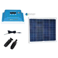 cable panneau solaire 12v 50w solar kit solar charge controller 12v24v 10a pwm lcd camping car caravane light led lamp