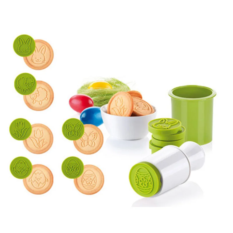 Green 6pcs/set Christmas Tree Cookie Cutter Mold 3D Cartoon Stamps Pastry Biscuit Fondant Baking Tools DTT88 - Цвет: Green