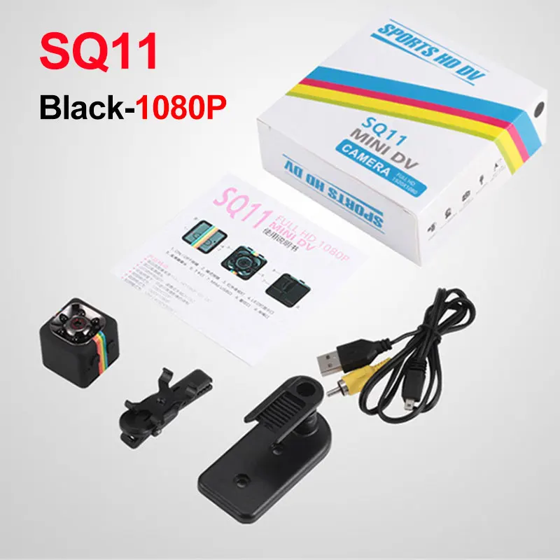 SQ11-Black SQ11 SQ12 SQ13 SQ23 HD мини-камера Espia Oculta портативный корпус видеокамеры маленький видеорегистратор Gizli Kamera Micro Cam поддержка скрытой карты TF - Цвет: SQ11-Black