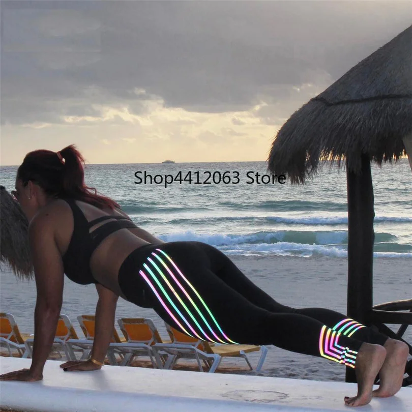 Фосфоресцирующие Леггинсы для йоги быстросохнущие штаны женские спортивные