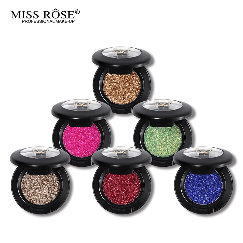 Miss Rose, 24 цвета, блестящие тени для век с бриллиантами, одноцветные пигментные тени для век, Сексуальный макияж, Мерцающая металлическая палитра, косметика