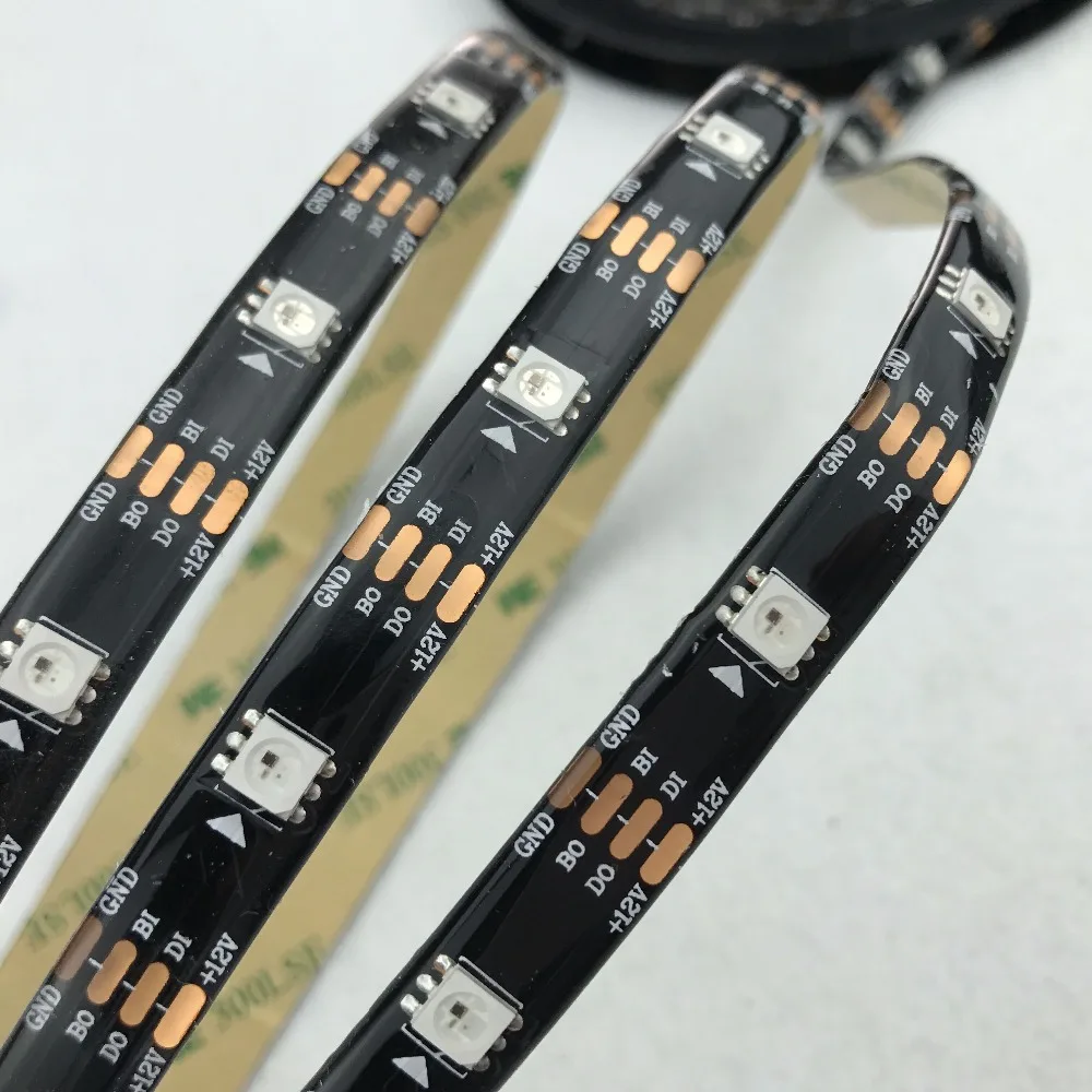 WS2815 DC12V прибор приемно-полноцветный RGB светодиодный полосы; 5 м/катушка; 30 светодиодный s/60 Светодиодный s/m; белый/черный pcb; водонепроницаемый в силиконовое покрытие; IP65