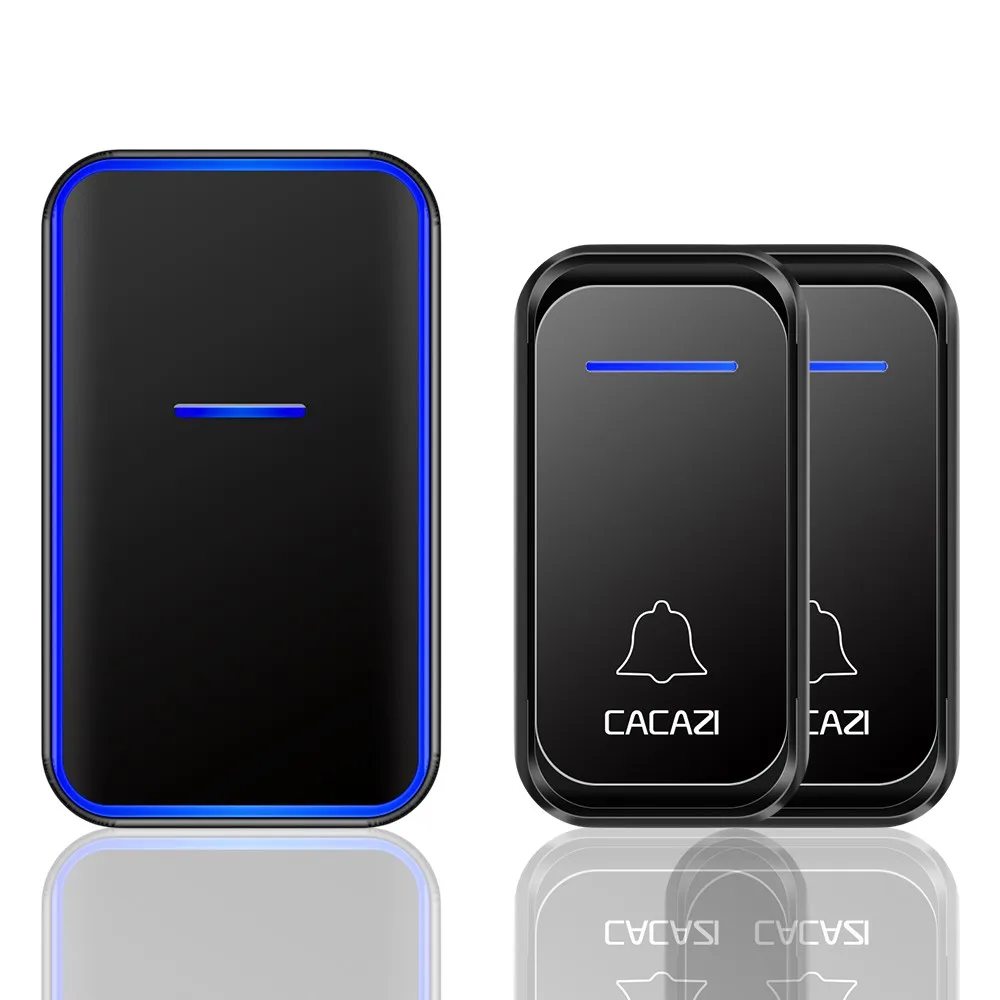 2 button 1 receiver Беспроводной дверной звонок CACAZI для дома, водонепроницаемый, 300 м, пульт дистанционного управления, 1, 2, кнопка, 1, 2, 3, приемник, США, ЕС, Великобритания, AU, смарт-звонок, дверной звонок - Цвет: 2 button 1 receiver