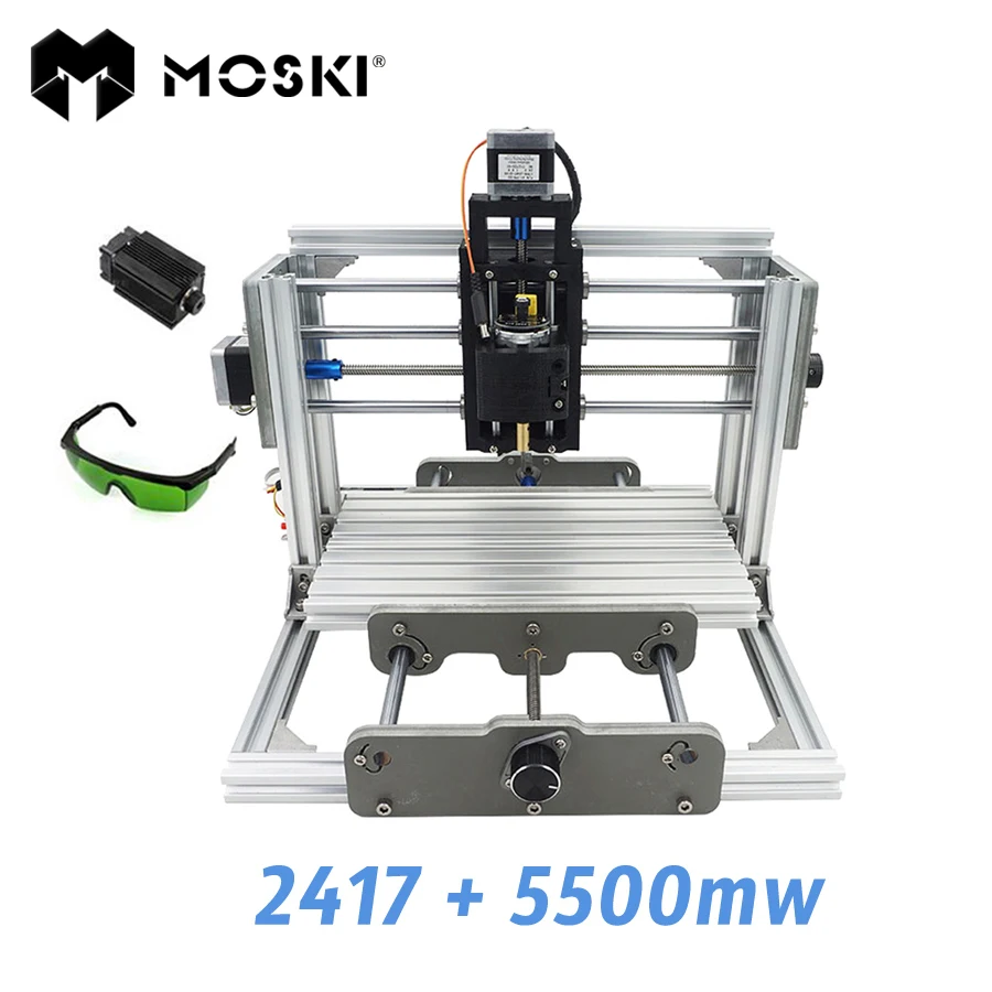 MOSKI CNC2417 + 5500 МВт diy гравировальный станок мини PcbPvc фрезерный металл резьба по