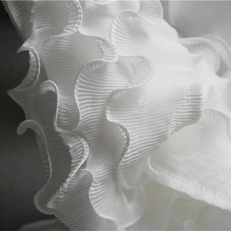 Four-Layer Stereo Wave Auricularia Lace Fold Mesh Texture Accessory Dress Handmade Material Designer Cloth | Дом и сад