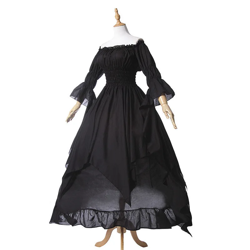 Women Medieval Dress Renaissance Vintage Style Gothic Floor Length Cosplay Dresses Without Belt Gown |