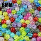 Высококачественные разноцветные акриловые круглые бусины с трещинами JHNBY 8 мм, 100 шт.