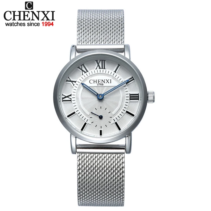 

CHENXI Business Male Quartz Watches Stainless Steel Mesh Belt Men and Women Roman Numeral Clock Decoration Dial Lovers Watch