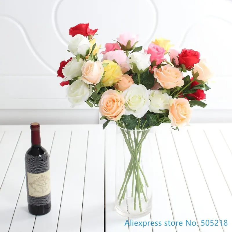 

1 шт., красивый искусственный цветок, Шелковая Роза украшение для свадьбы, букет, домашнее украшение, подарок, 6 цветов на выбор, F435