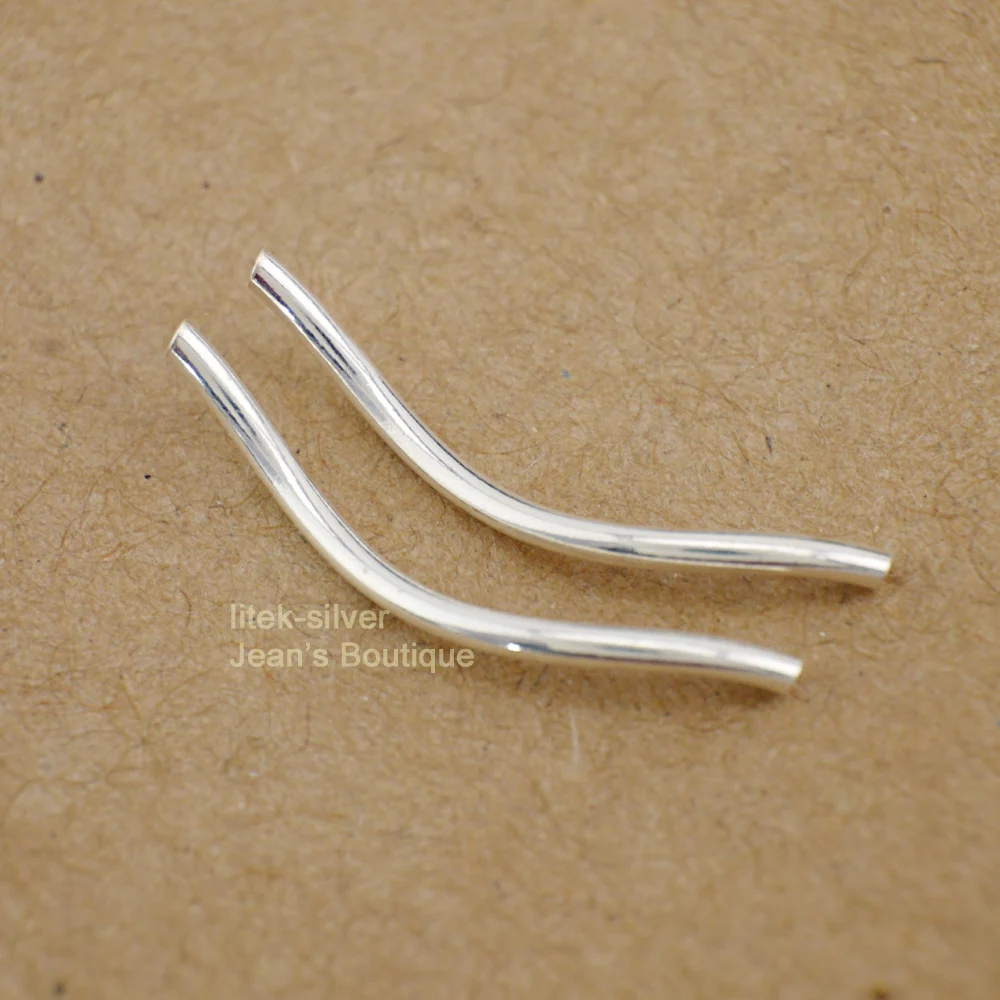 2 шт. S92 цельный браслет из стерлингового серебра SIL Twist Curve Tube Spacer Beads Jewelry A2490 |