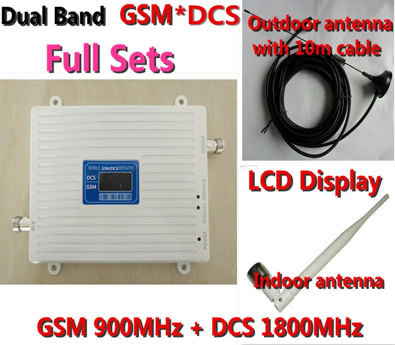 ЖК-дисплей GSM повторитель DCS Celular усилитель сигнала Двухдиапазонный 2G 4G 900 1800MHz