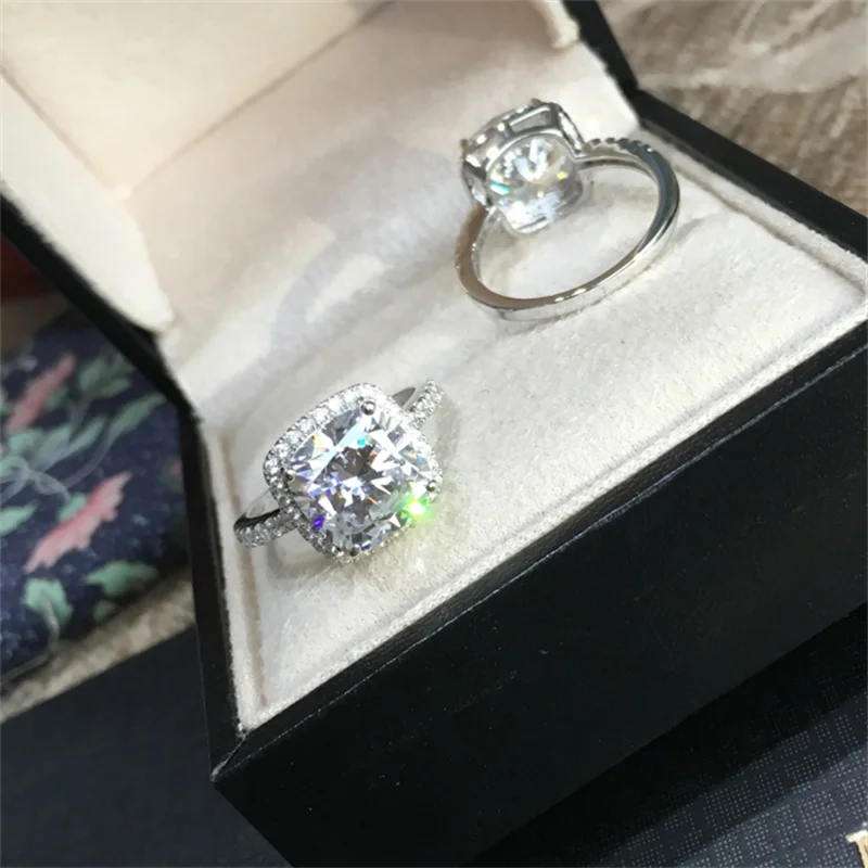 Подарок на день Святого Валентина кольцо из искусственного серебра с квадратным